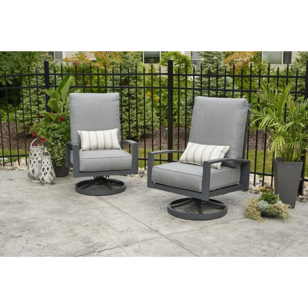 The Outdoor Greatroom Company Cast Slate Lyndale Highback Swivel Rocking Chairs