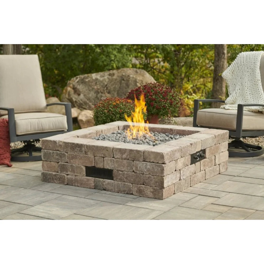 The Outdoor Greatroom Company Bronson Block Square Gas Fire Pit Kit