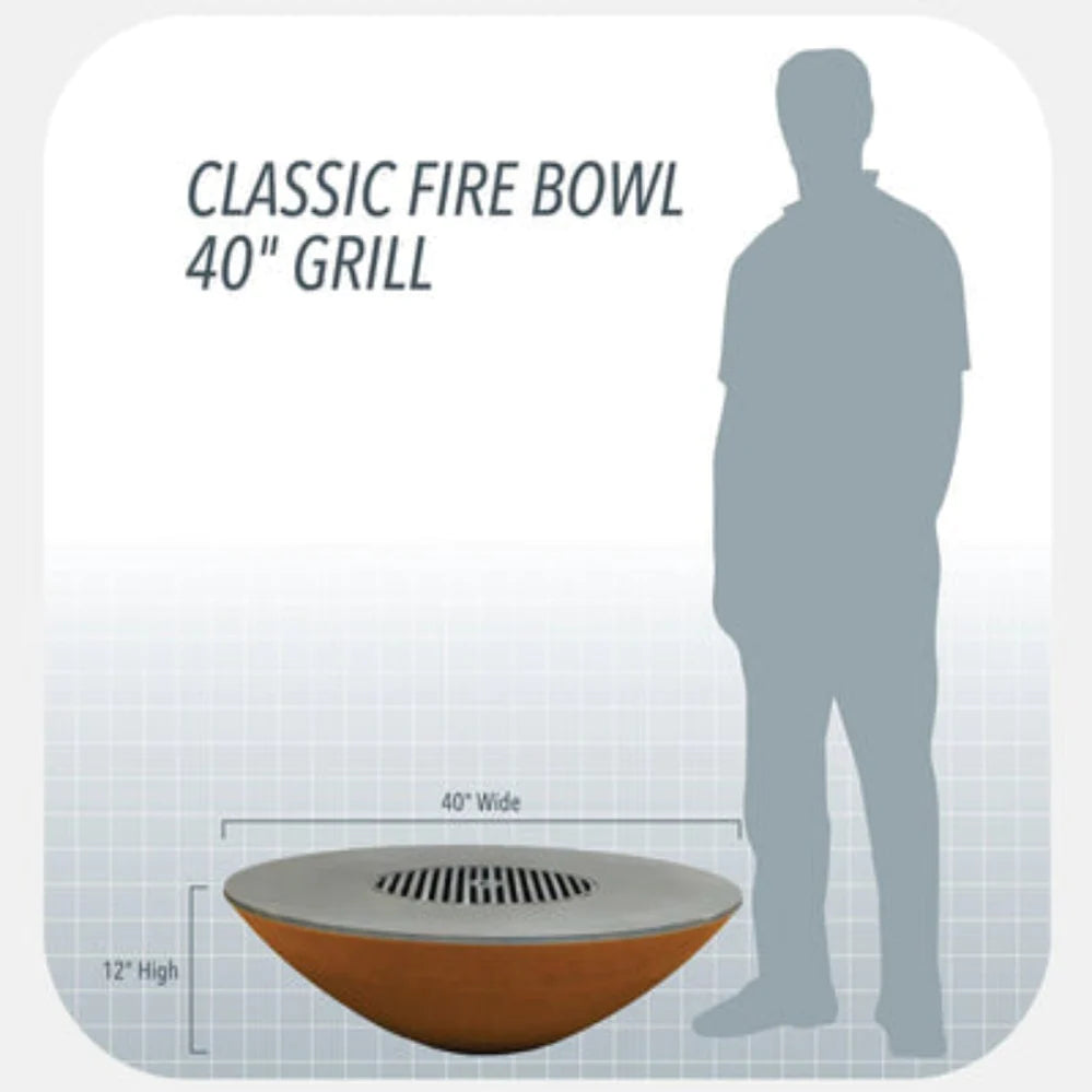 Arteflame Classic 40" Black Label - Fire Bowl With Cooktop