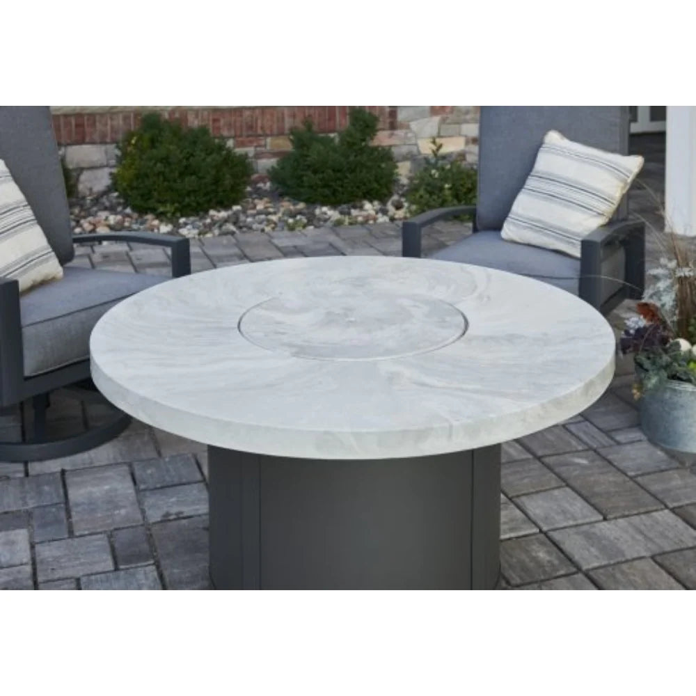 The Outdoor Greatroom Company White Onyx Beacon Round Gas Fire Pit Tabl