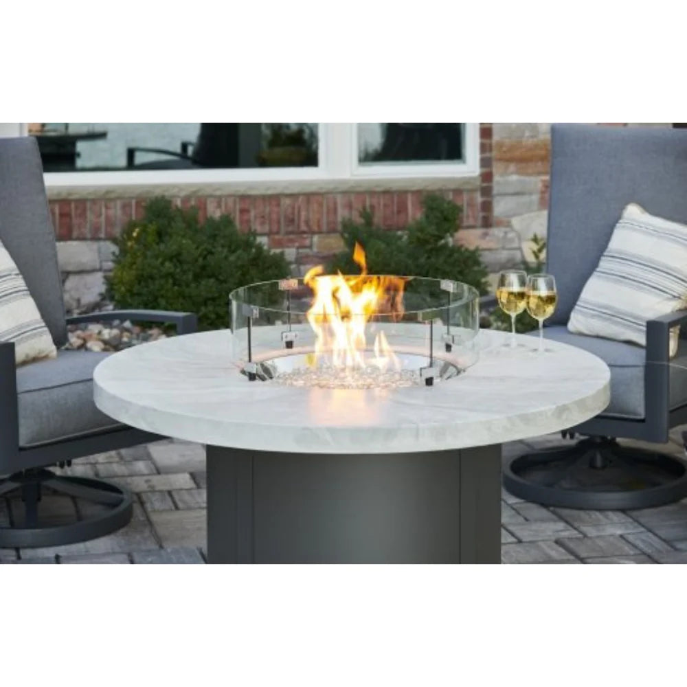 The Outdoor Greatroom Company White Onyx Beacon Round Gas Fire Pit Tabl