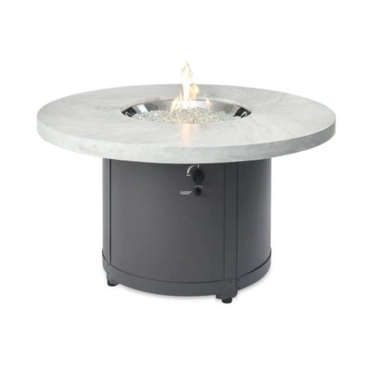 The Outdoor Greatroom Company White Onyx Beacon Round Gas Fire Pit Tabl