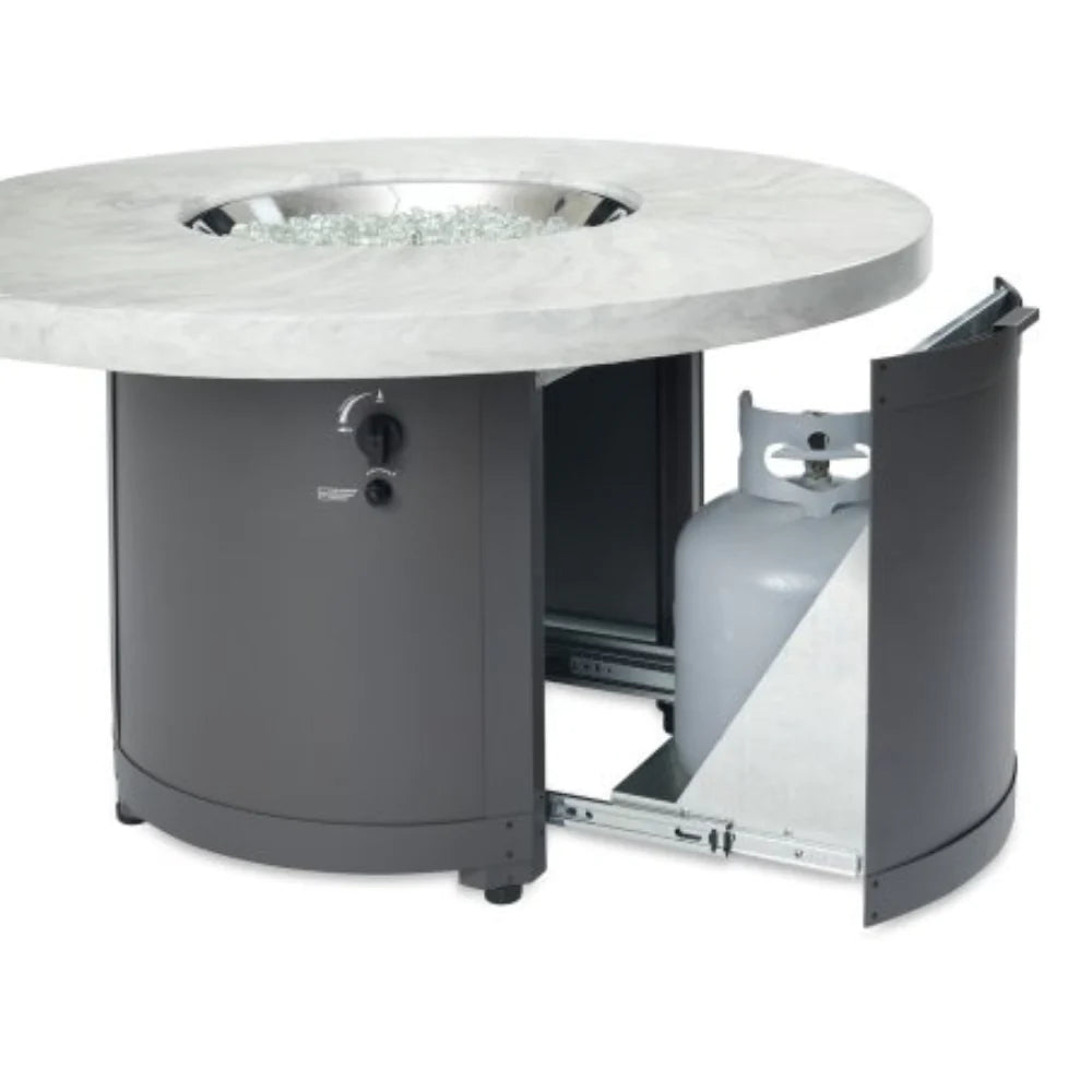 The Outdoor Greatroom Company White Onyx Beacon Round Gas Fire Pit Tabl